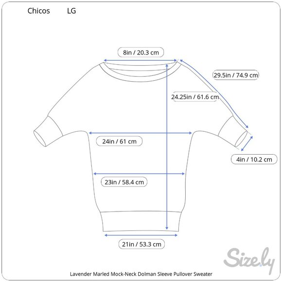 Chicos Lavender Marled Mock-Neck Dolman Sleeve Pullover Sweater Ladies Large - Picture 10 of 10